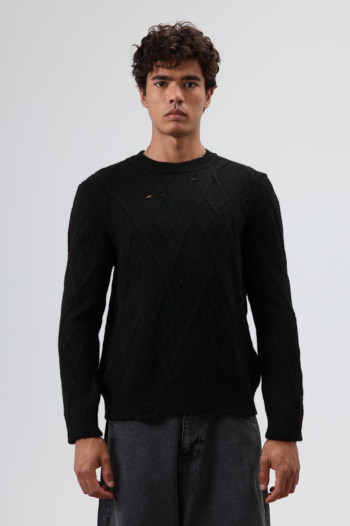 Oversize Desenli Triko Kazak