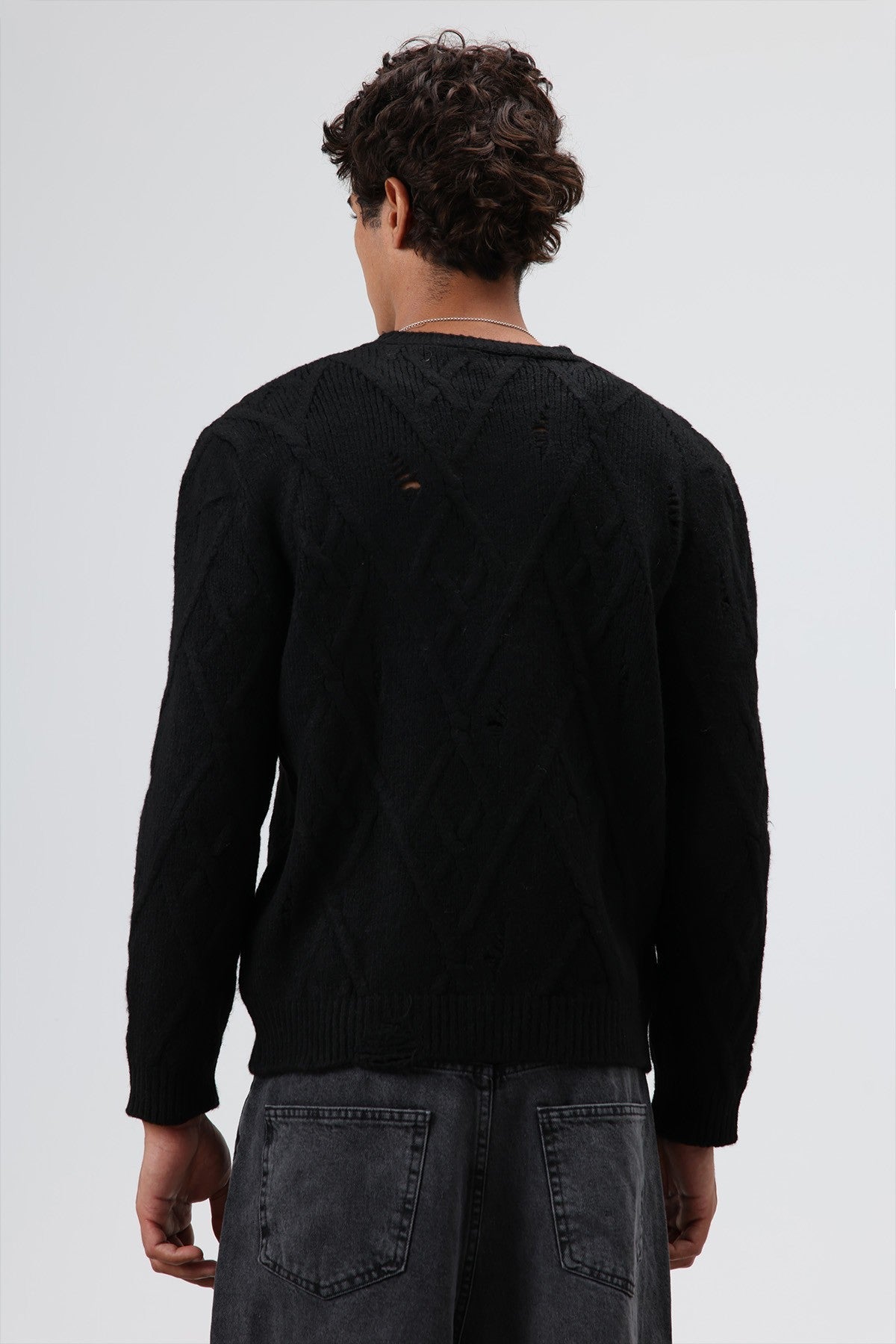 Oversize Desenli Triko Kazak
