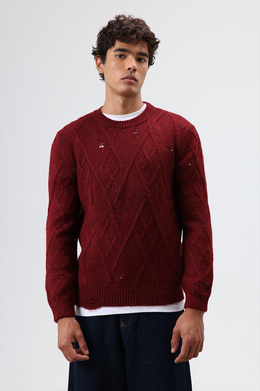 Oversize Desenli Triko Kazak