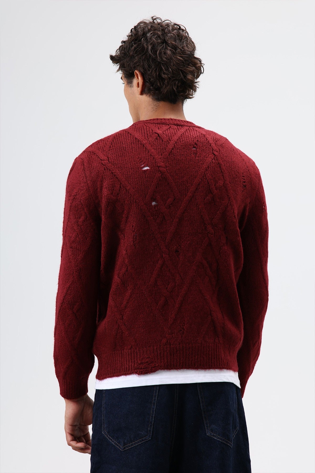 Oversize Desenli Triko Kazak