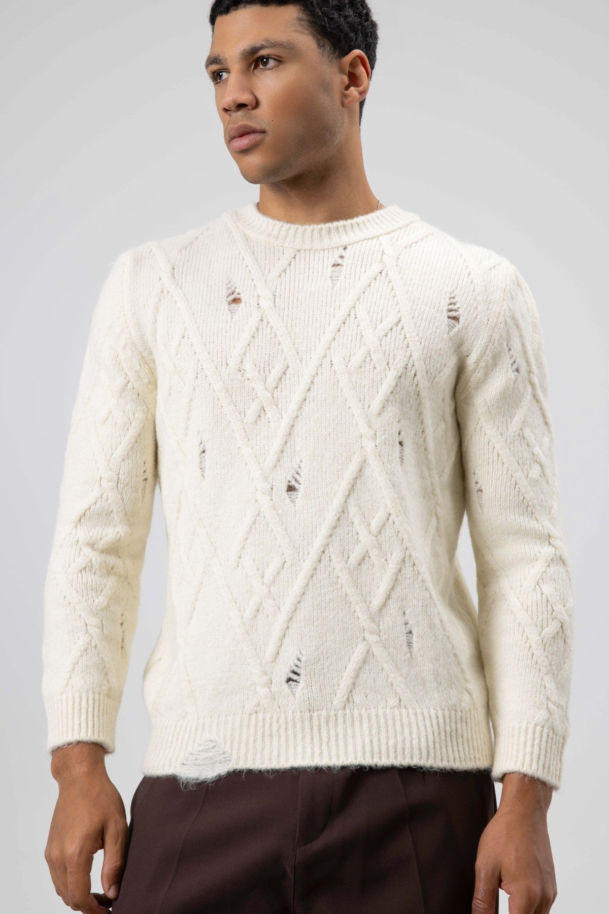 Oversize Desenli Triko Kazak