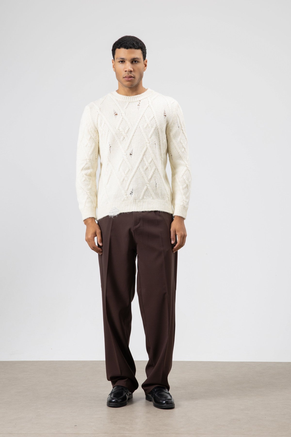 Oversize Desenli Triko Kazak