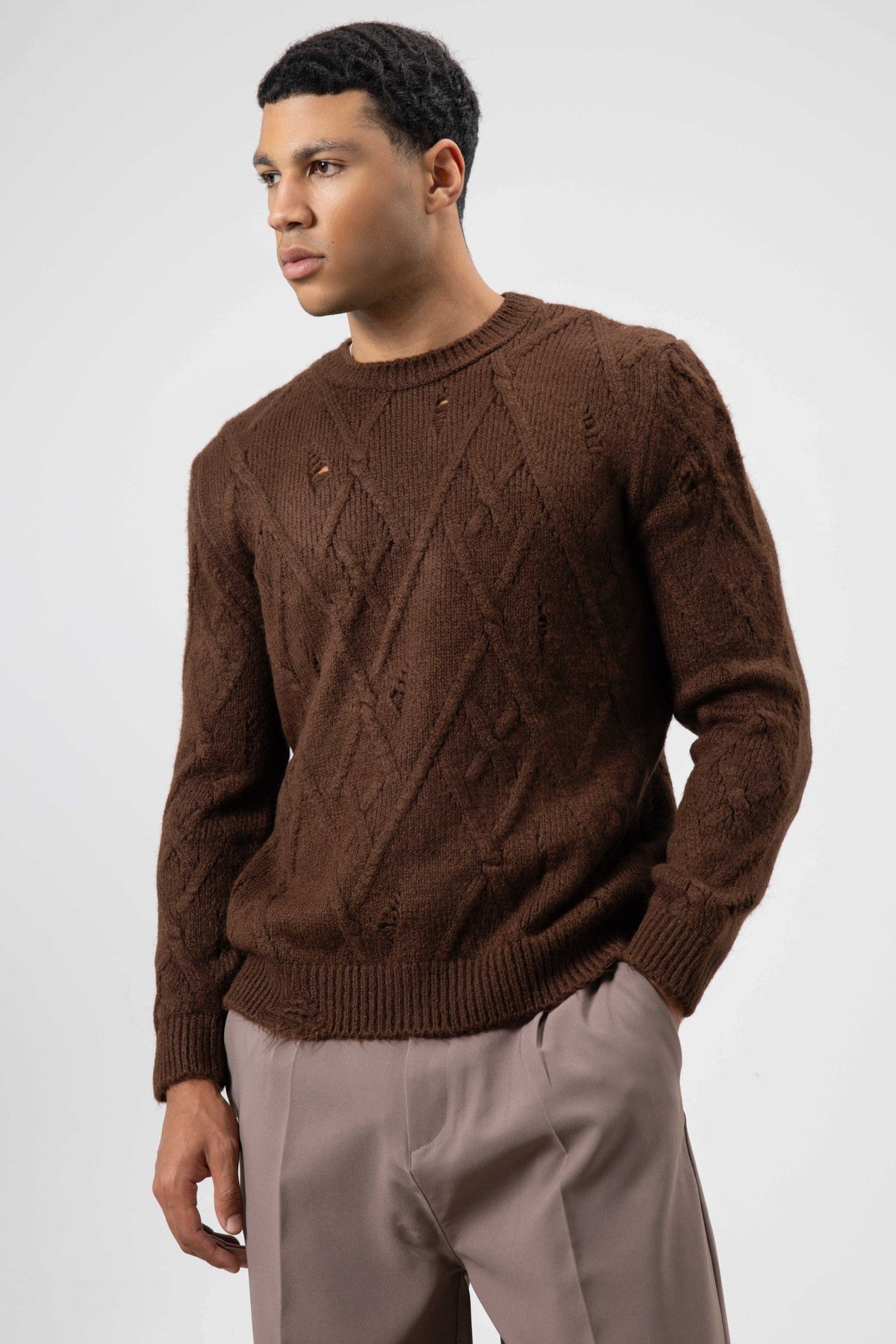 Oversize Desenli Triko Kazak