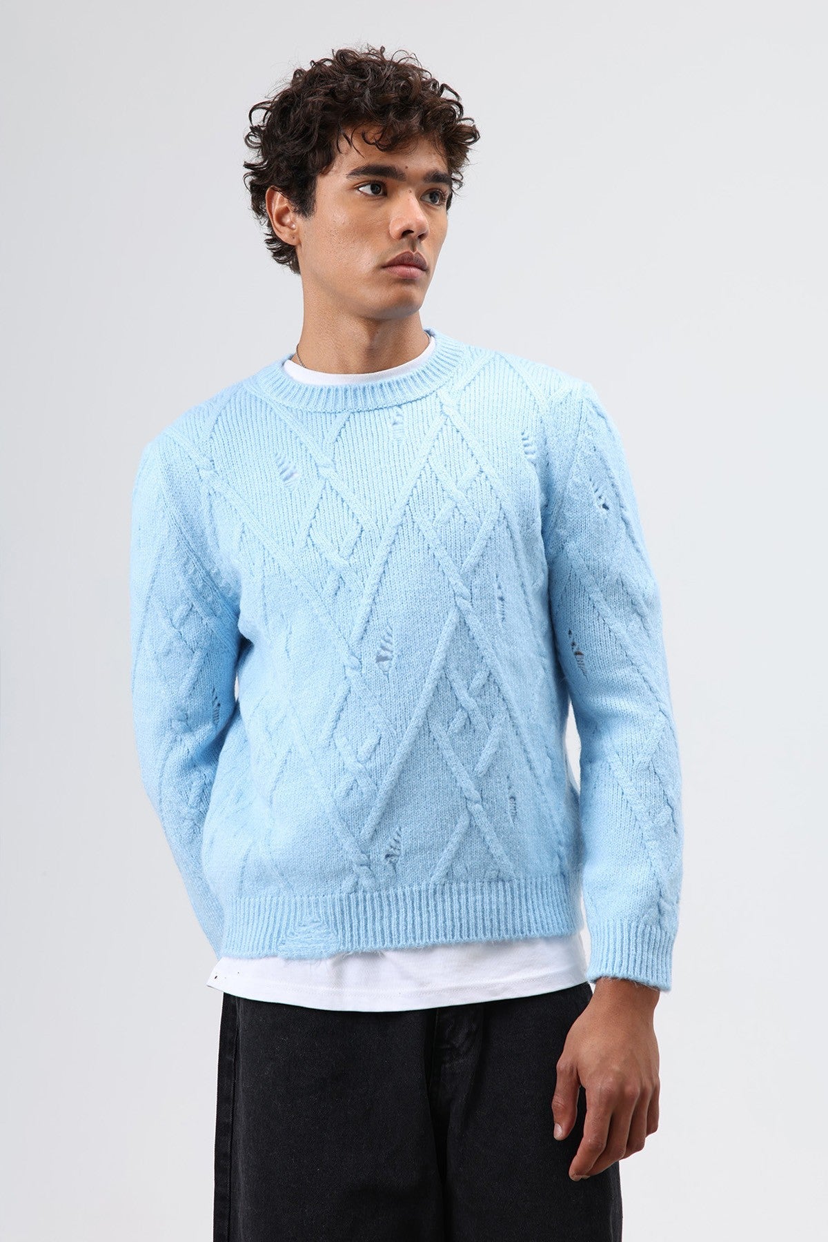 Oversize Desenli Triko Kazak