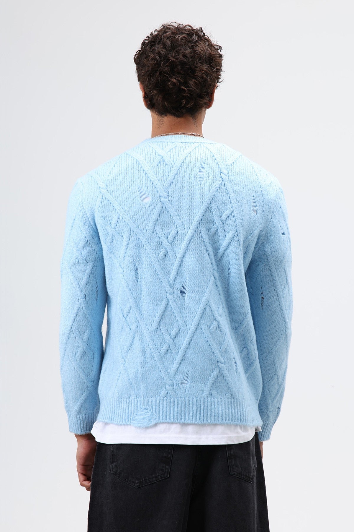 Oversize Desenli Triko Kazak