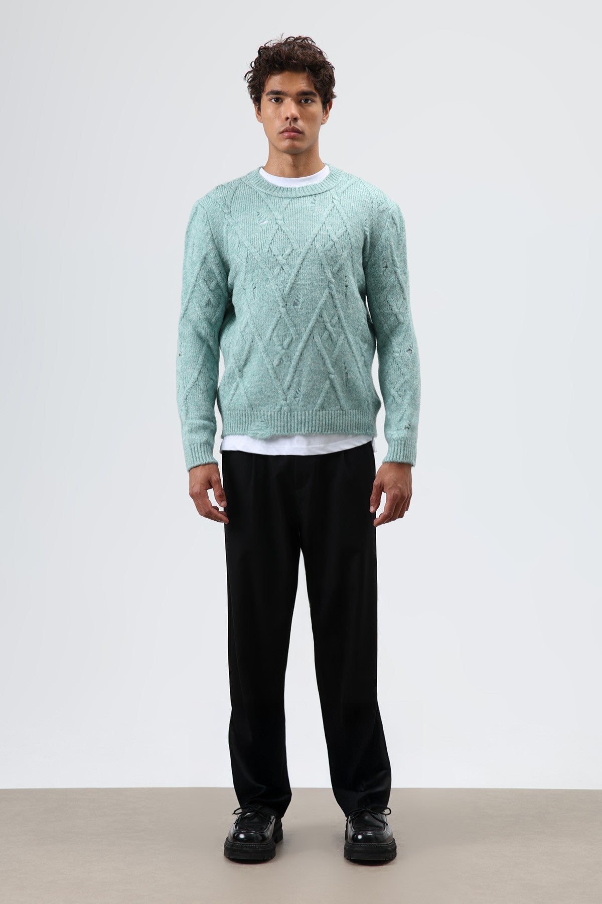 Oversize Desenli Triko Kazak