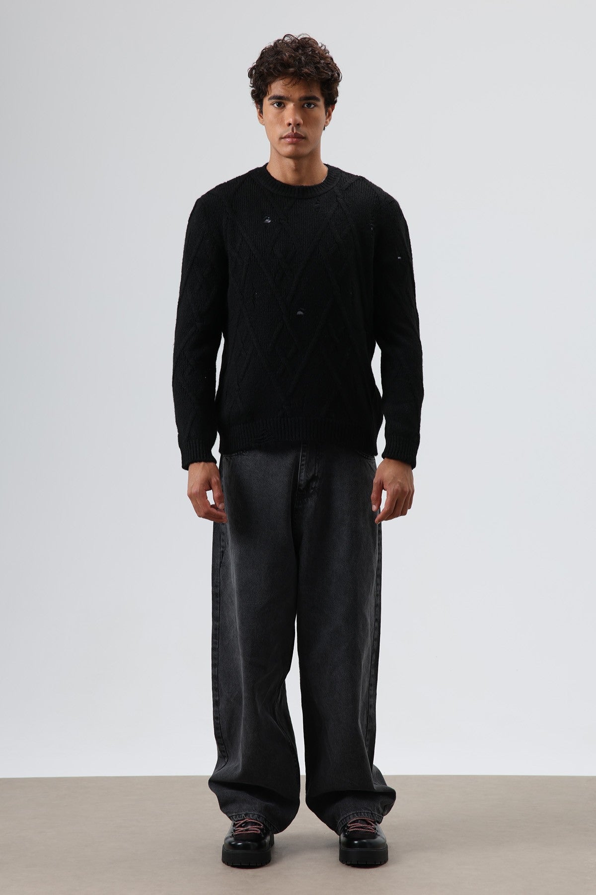 Oversize Desenli Triko Kazak