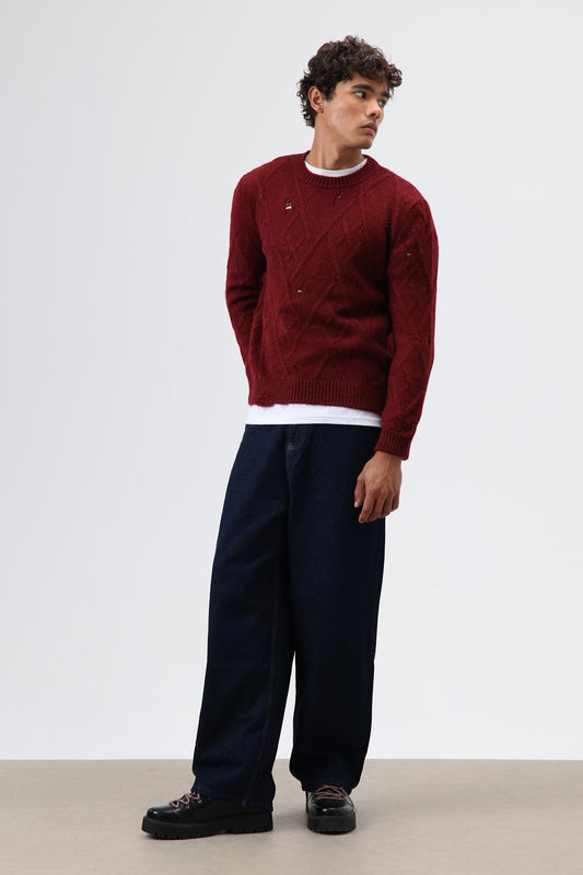 Oversize Desenli Triko Kazak