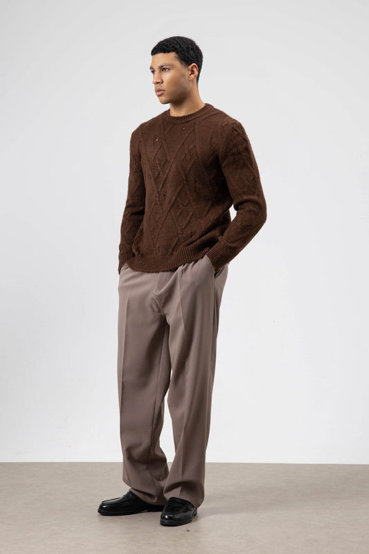 Oversize Desenli Triko Kazak