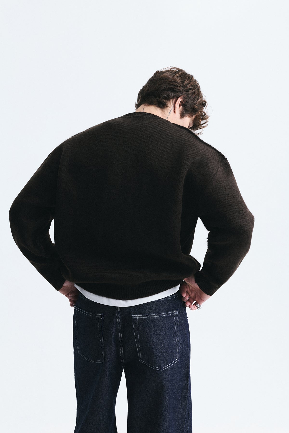 Oversize Baskılı Kazak