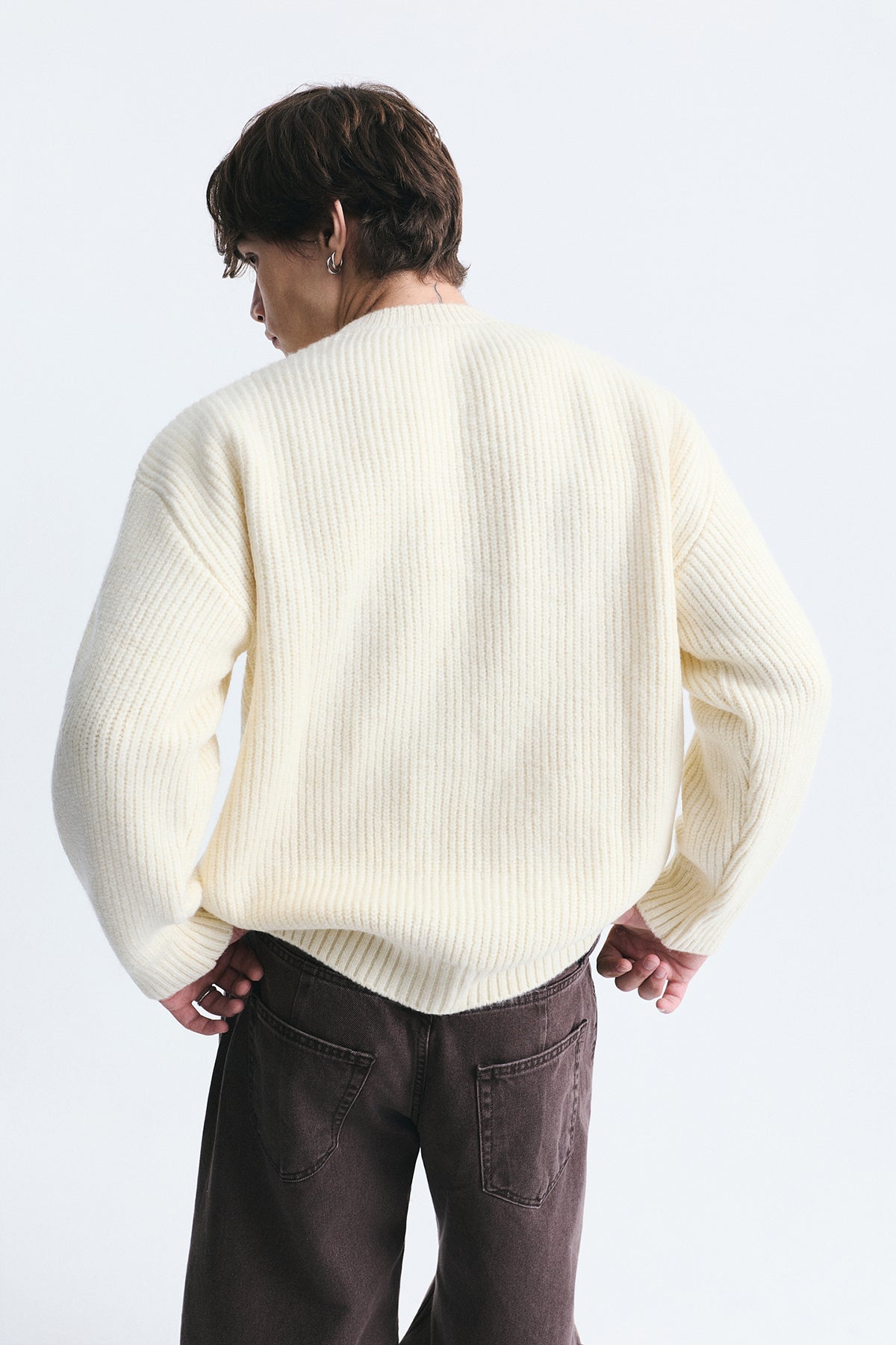 Oversize Fitilli Triko Kazak