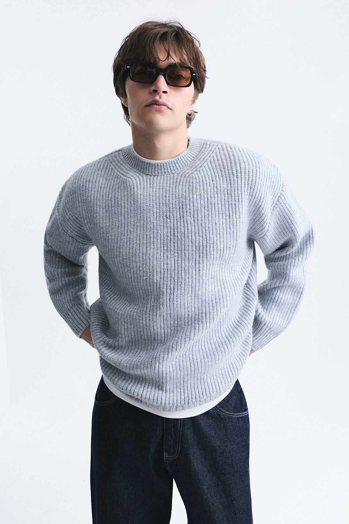 Oversize Fitilli Triko Kazak