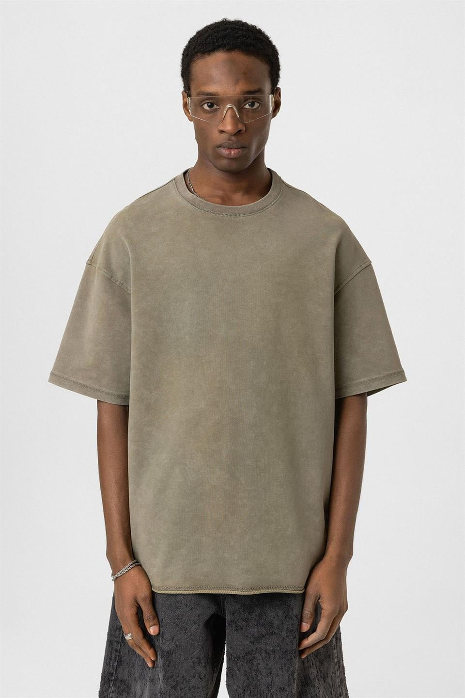 Yıkamalı Basic Oversize Tişört