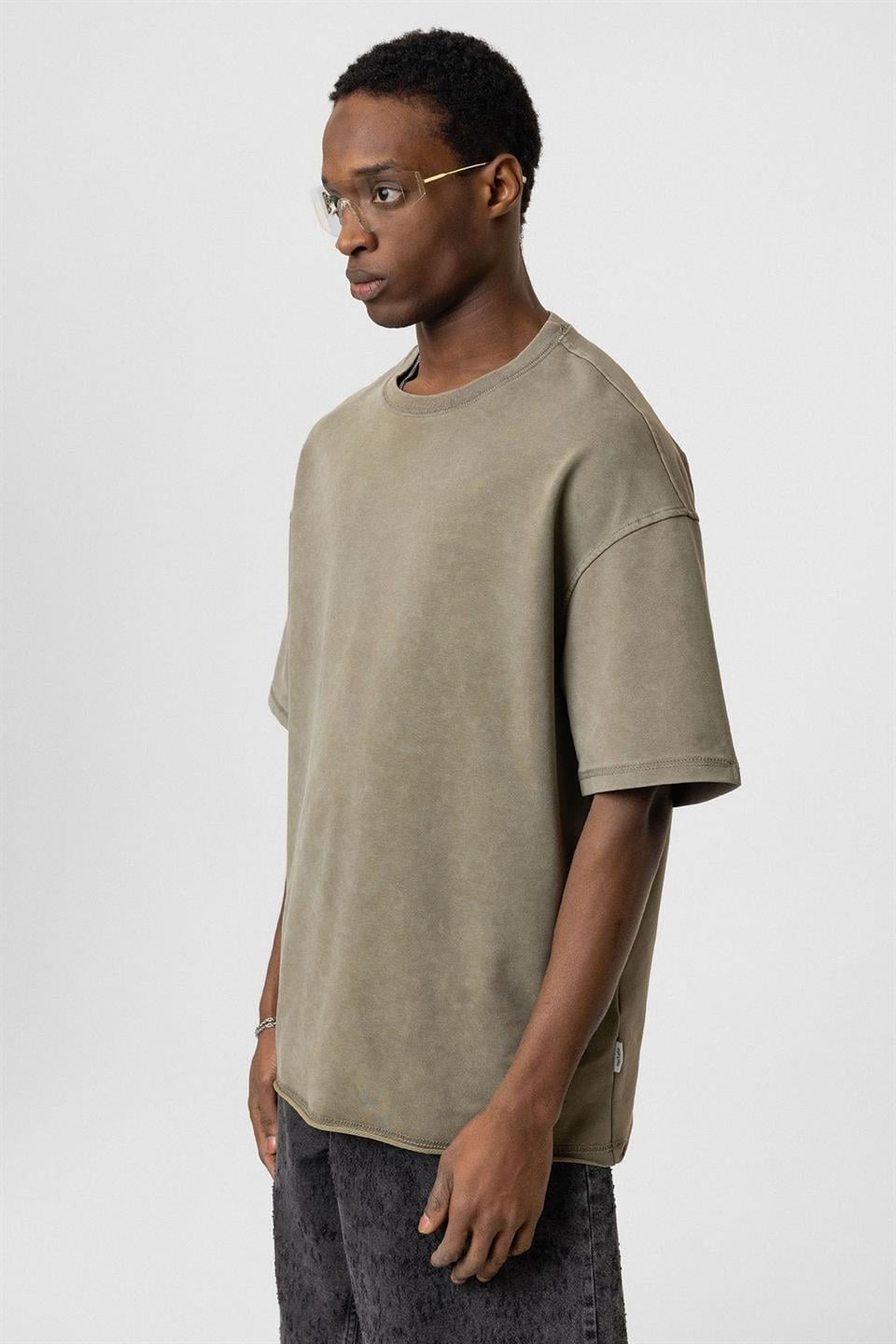 Yıkamalı Basic Oversize Tişört