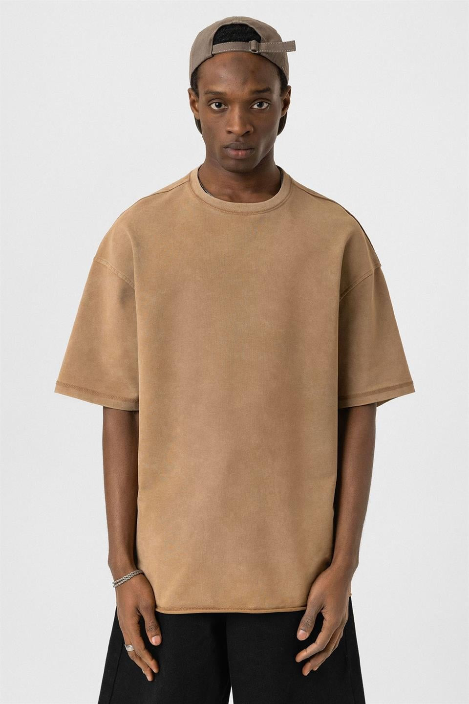 Yıkamalı Basic Oversize Tişört