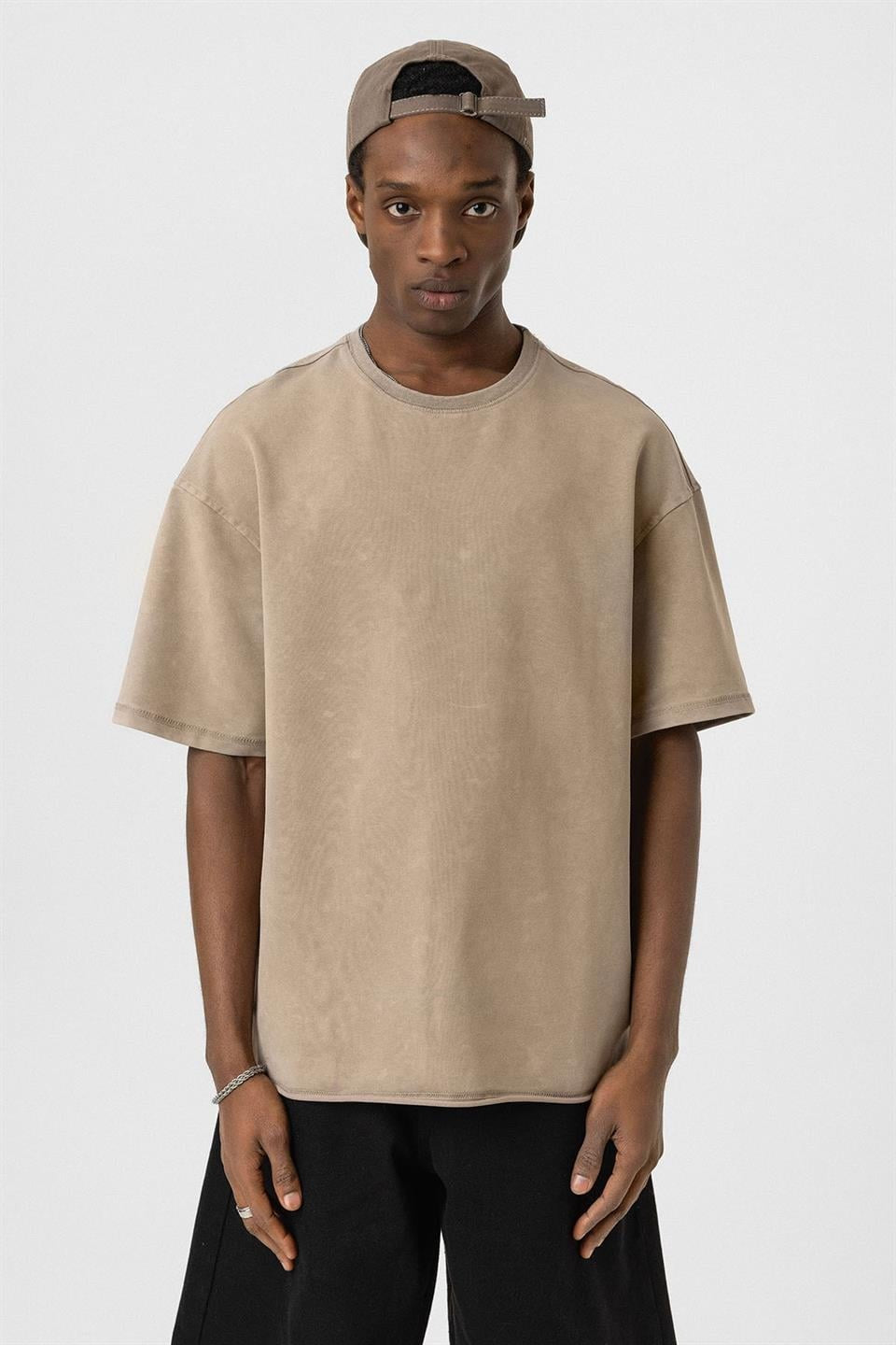 Yıkamalı Basic Oversize Tişört