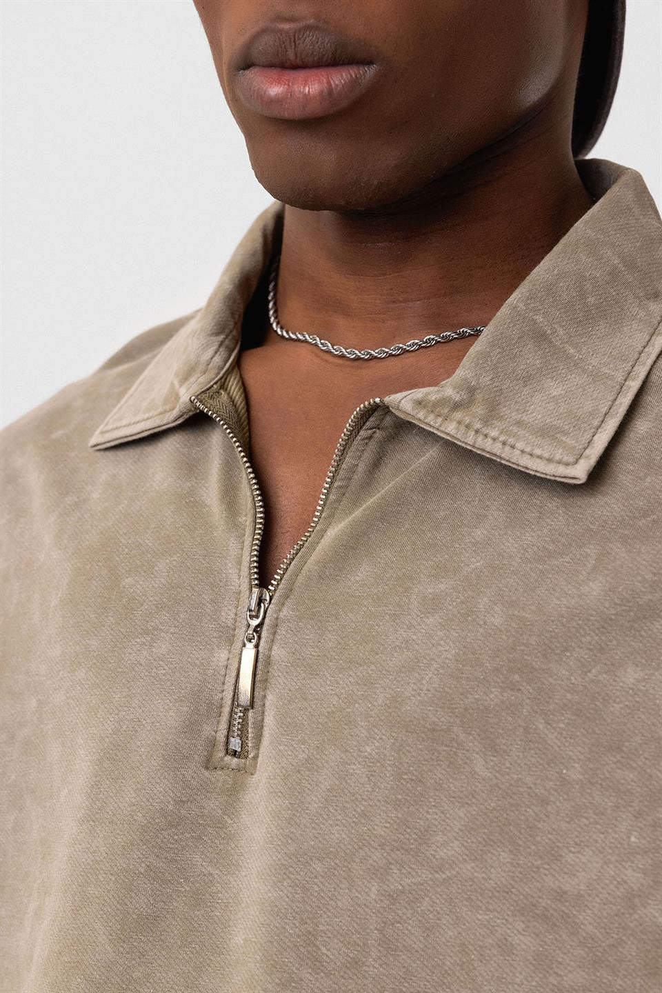 Polo Yaka Oversize Yıkamalı Tişört