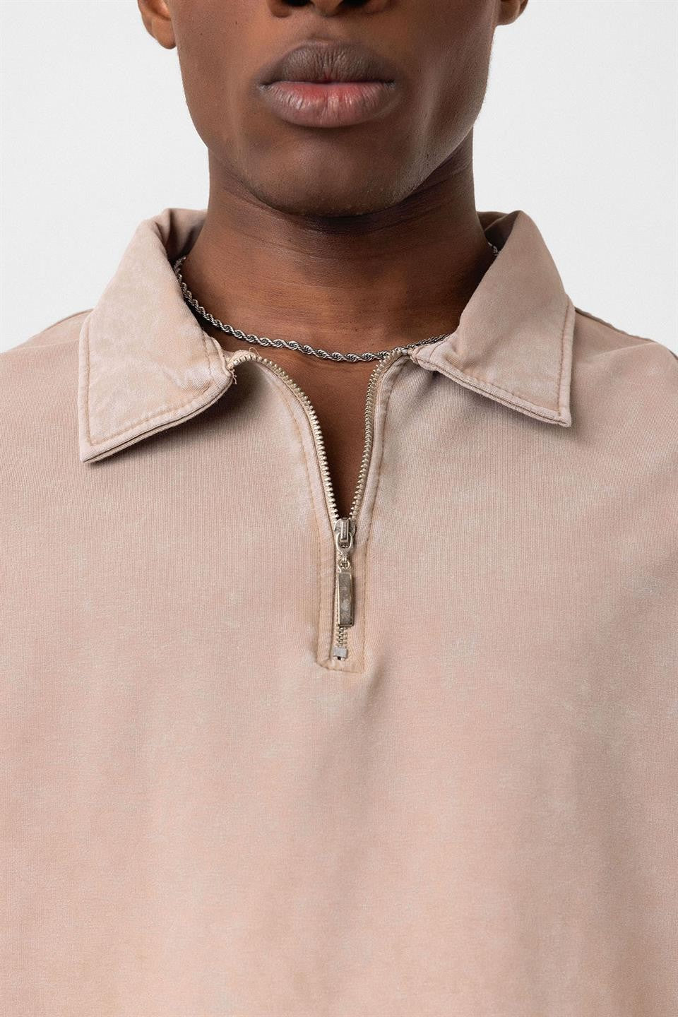 Polo Yaka Oversize Yıkamalı Tişört