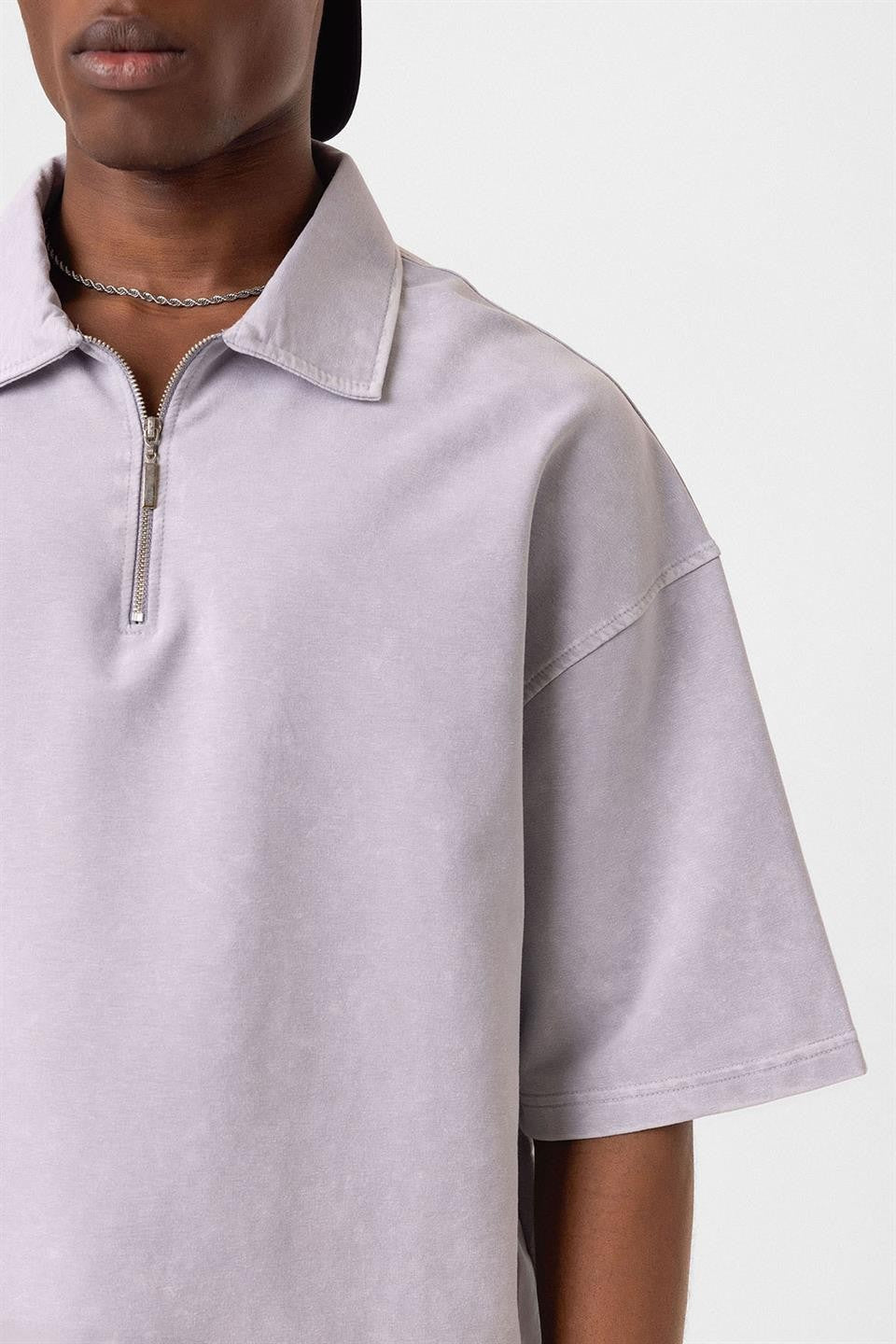 Polo Yaka Oversize Yıkamalı Tişört