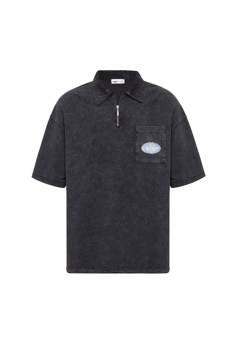 Oversize Polo Yaka Fermuarlı Tişört