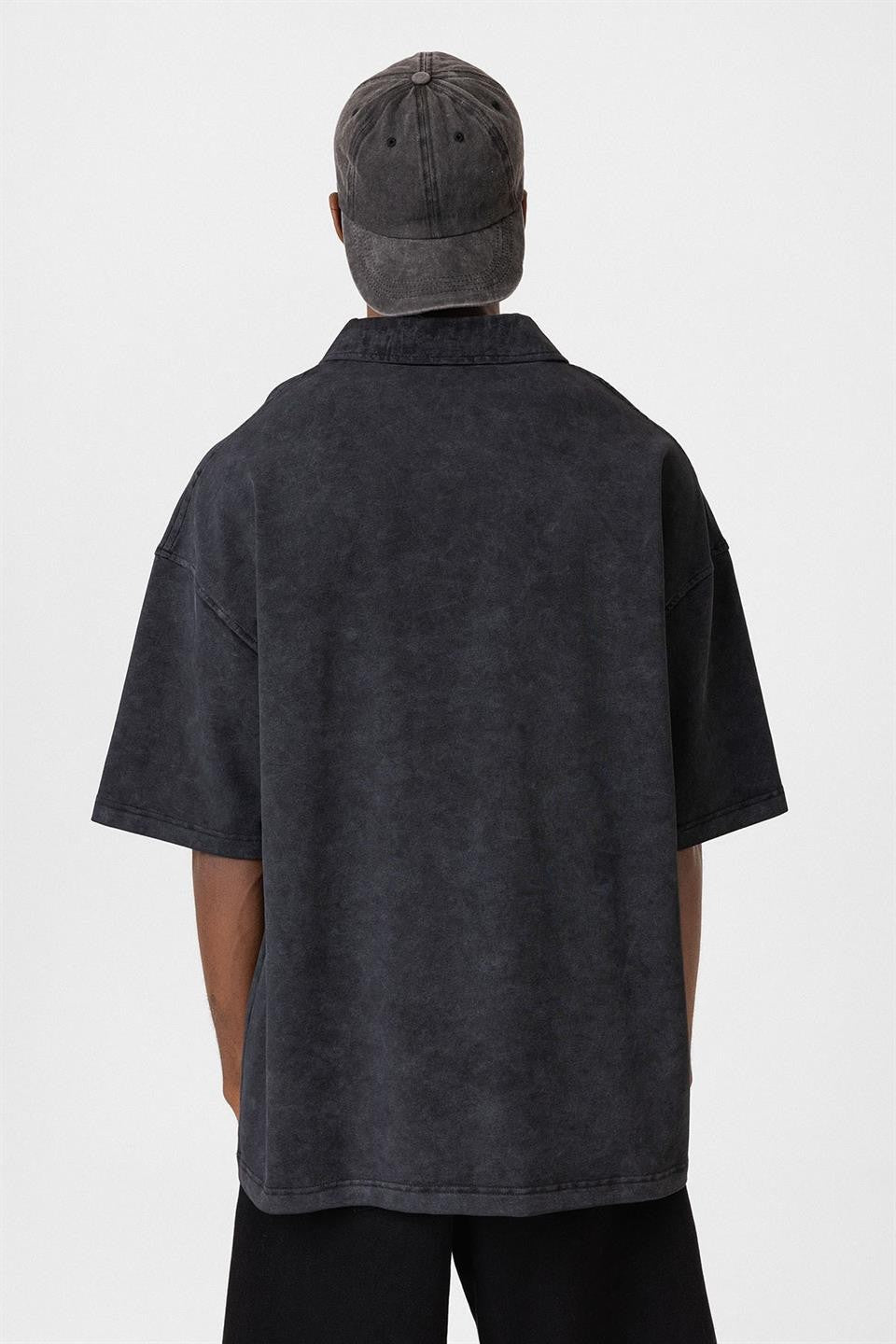 Oversize Polo Yaka Fermuarlı Tişört