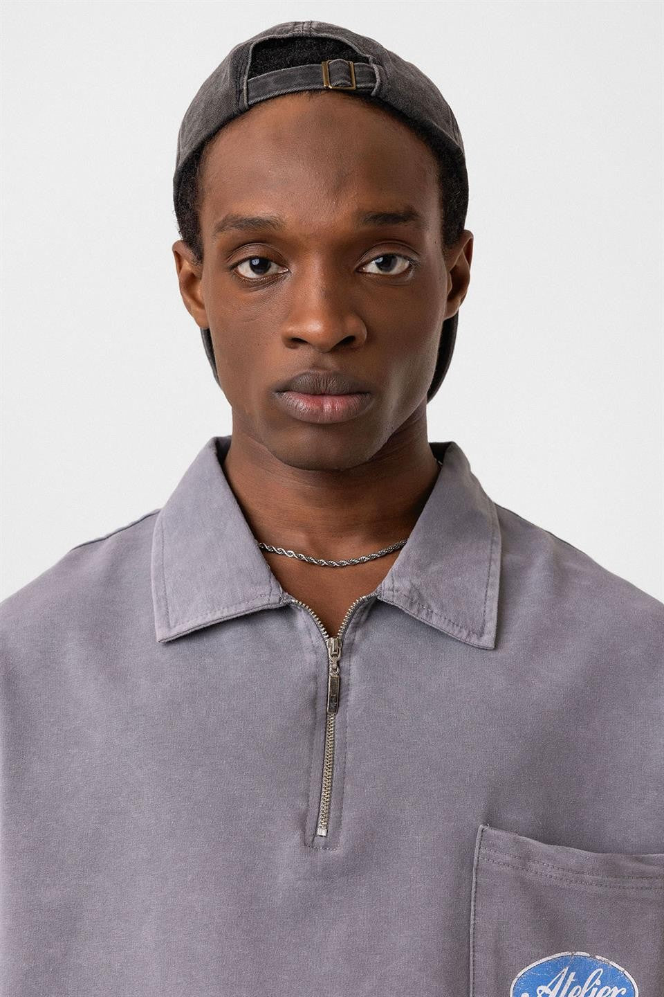 Oversize Polo Yaka Fermuarlı Tişört