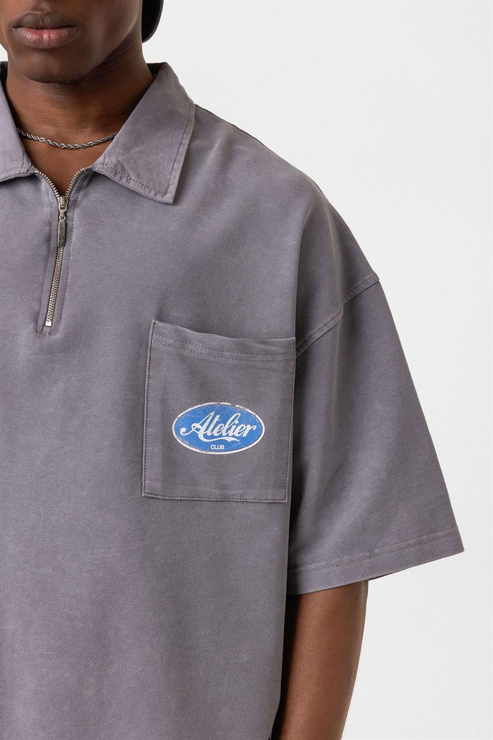 Oversize Polo Yaka Fermuarlı Tişört