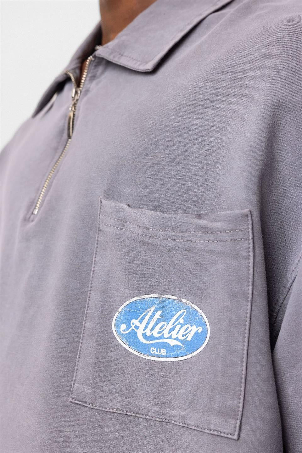 Oversize Polo Yaka Fermuarlı Tişört