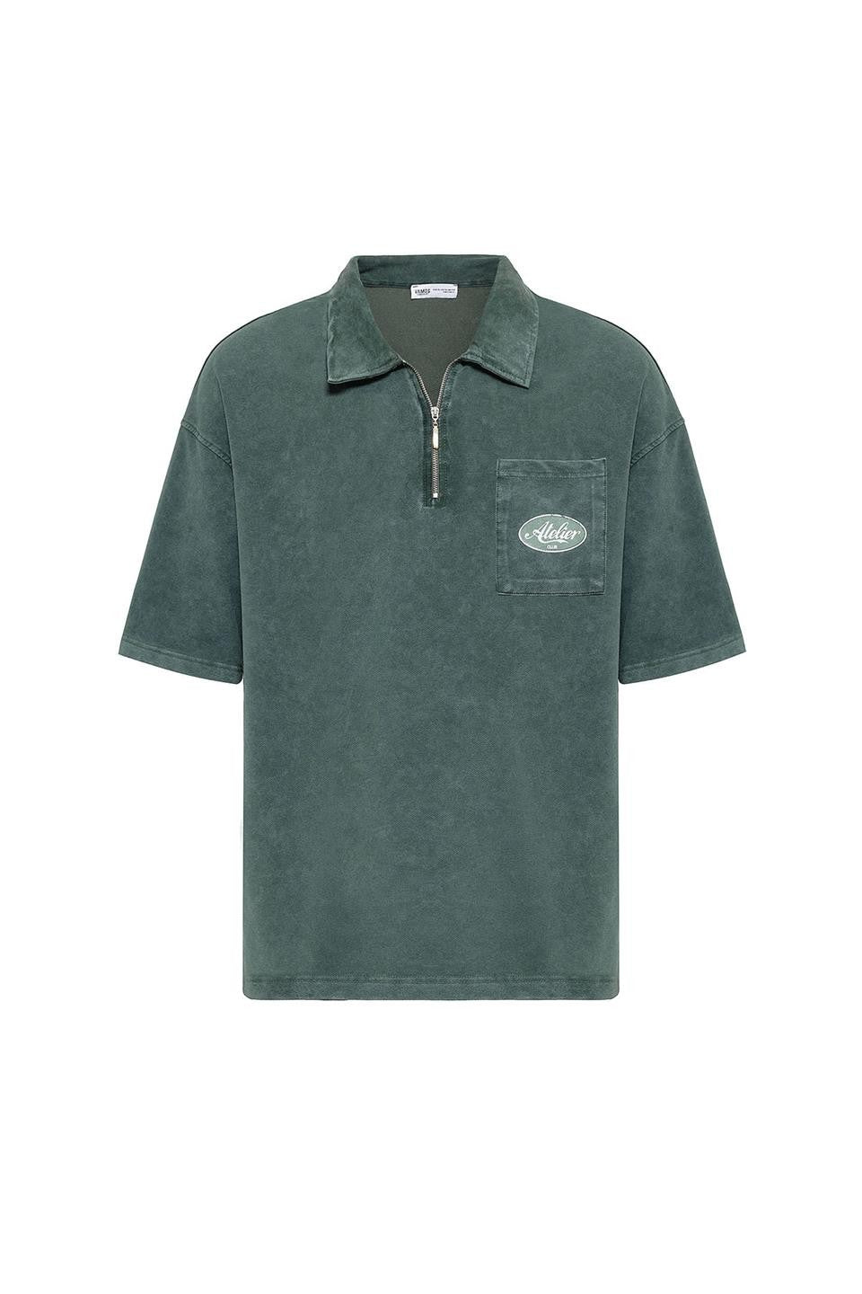 Oversize Polo Yaka Fermuarlı Tişört