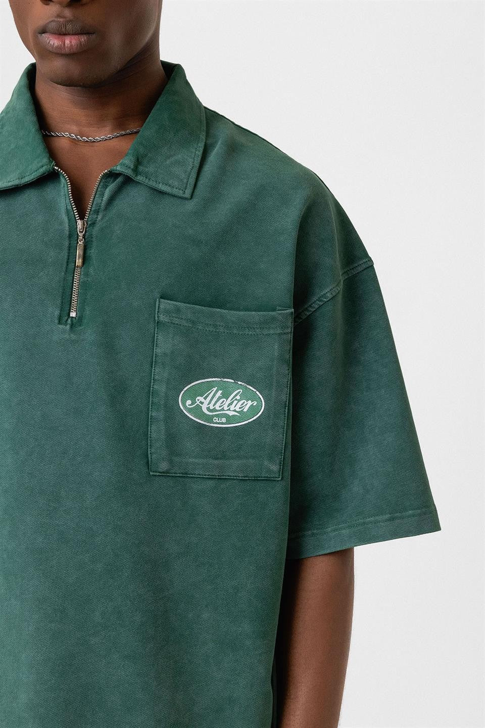 Oversize Polo Yaka Fermuarlı Tişört