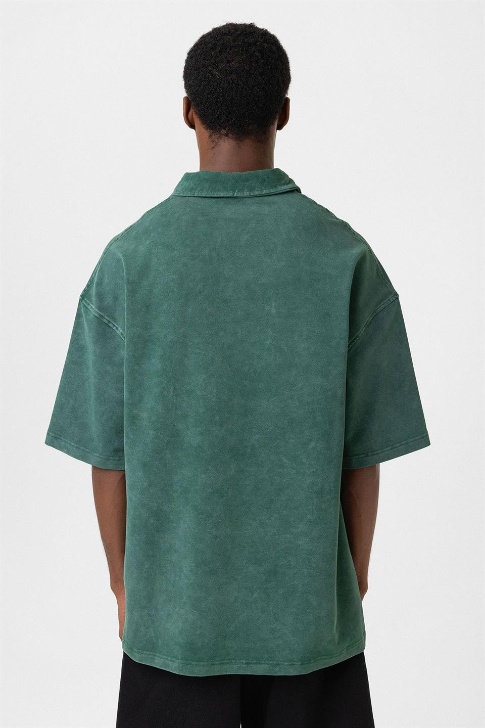 Oversize Polo Yaka Fermuarlı Tişört