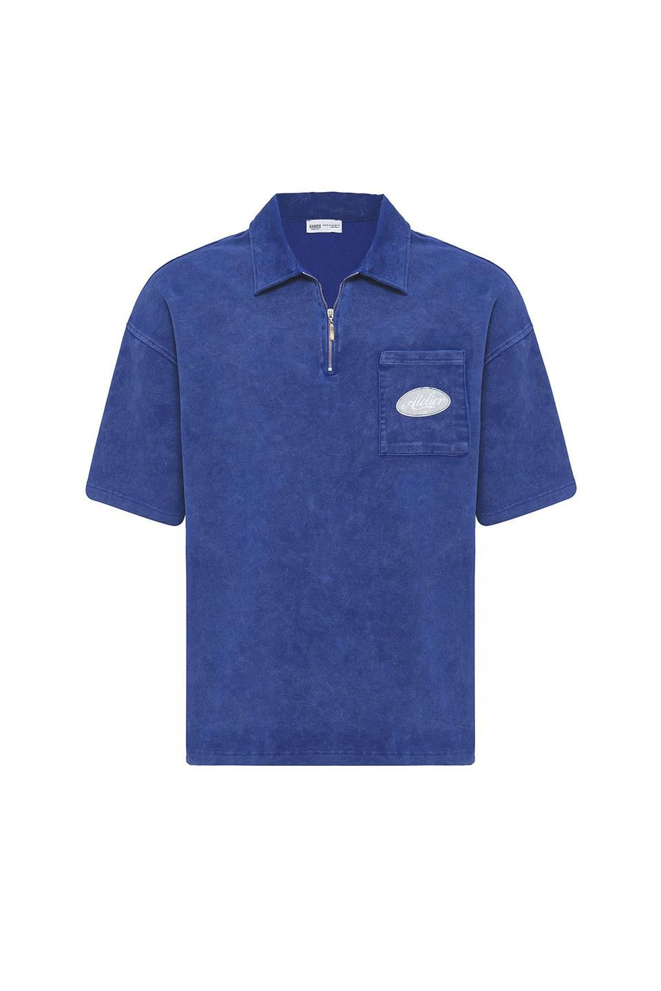 Oversize Polo Yaka Fermuarlı Tişört