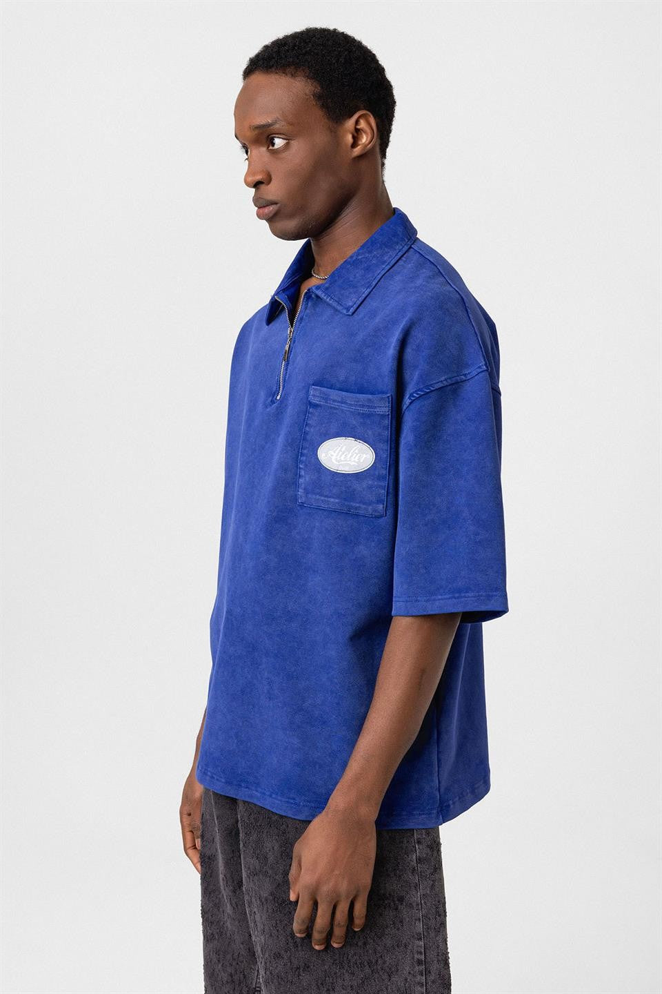 Oversize Polo Yaka Fermuarlı Tişört