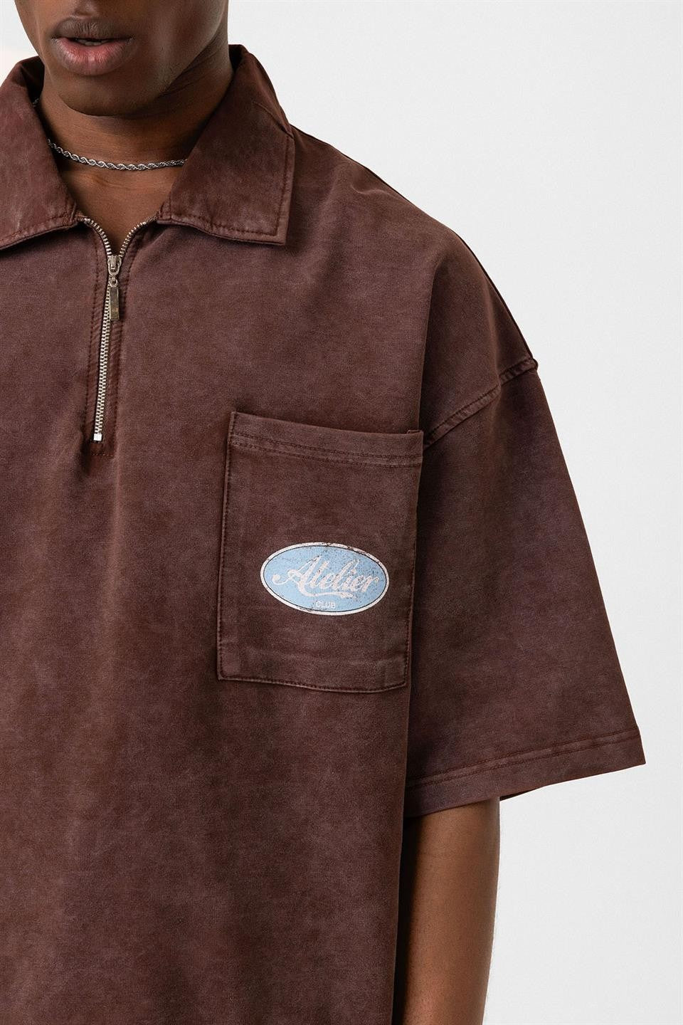 Oversize Polo Yaka Fermuarlı Tişört