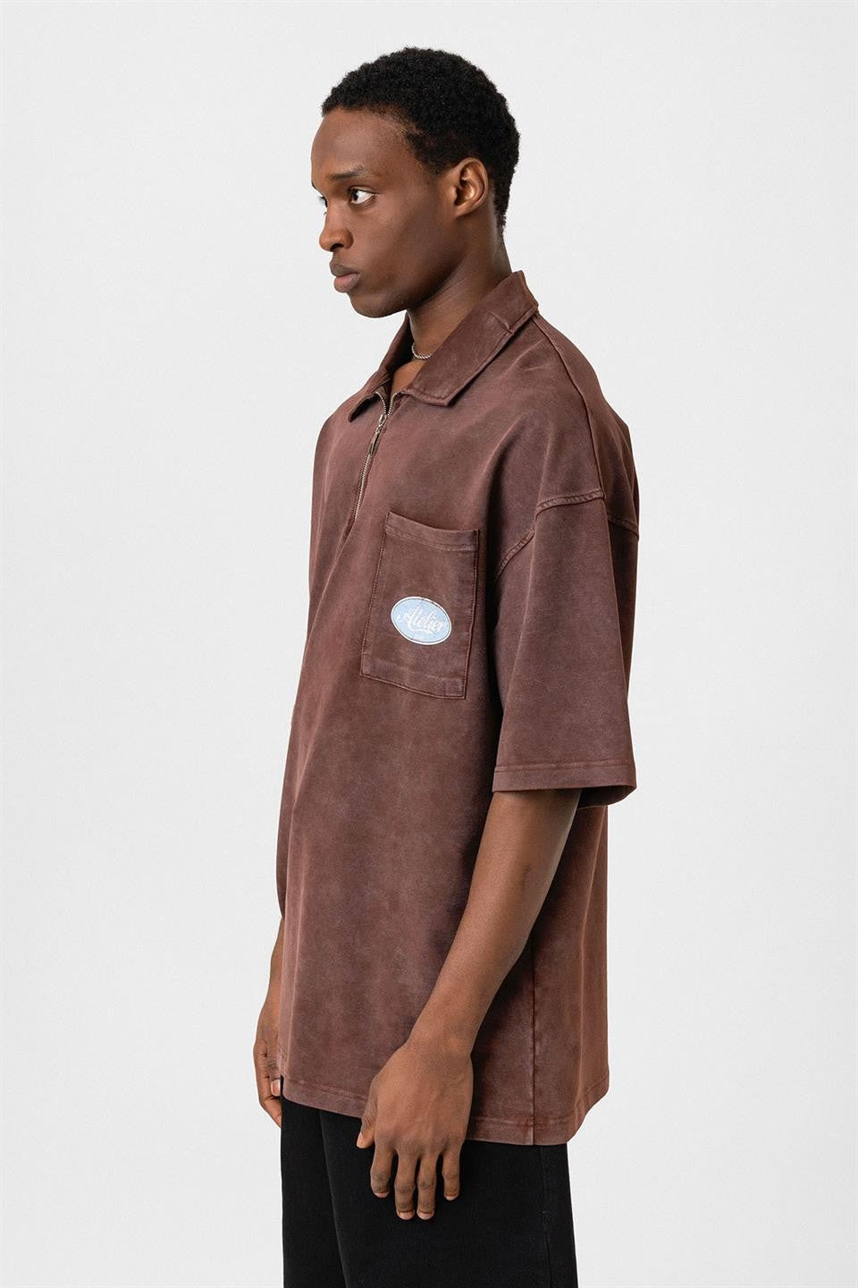 Oversize Polo Yaka Fermuarlı Tişört