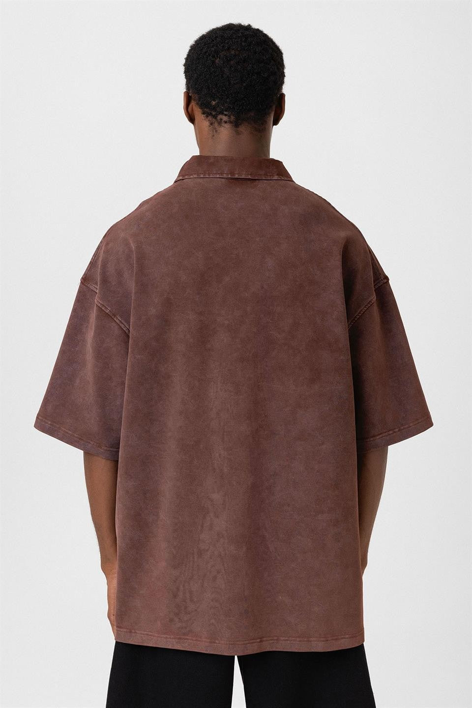 Oversize Polo Yaka Fermuarlı Tişört