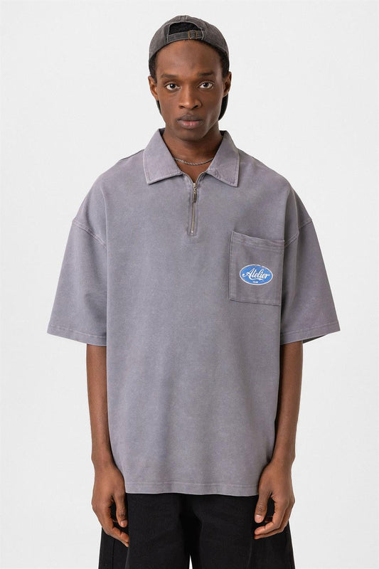 Oversize Polo Yaka Fermuarlı Tişört