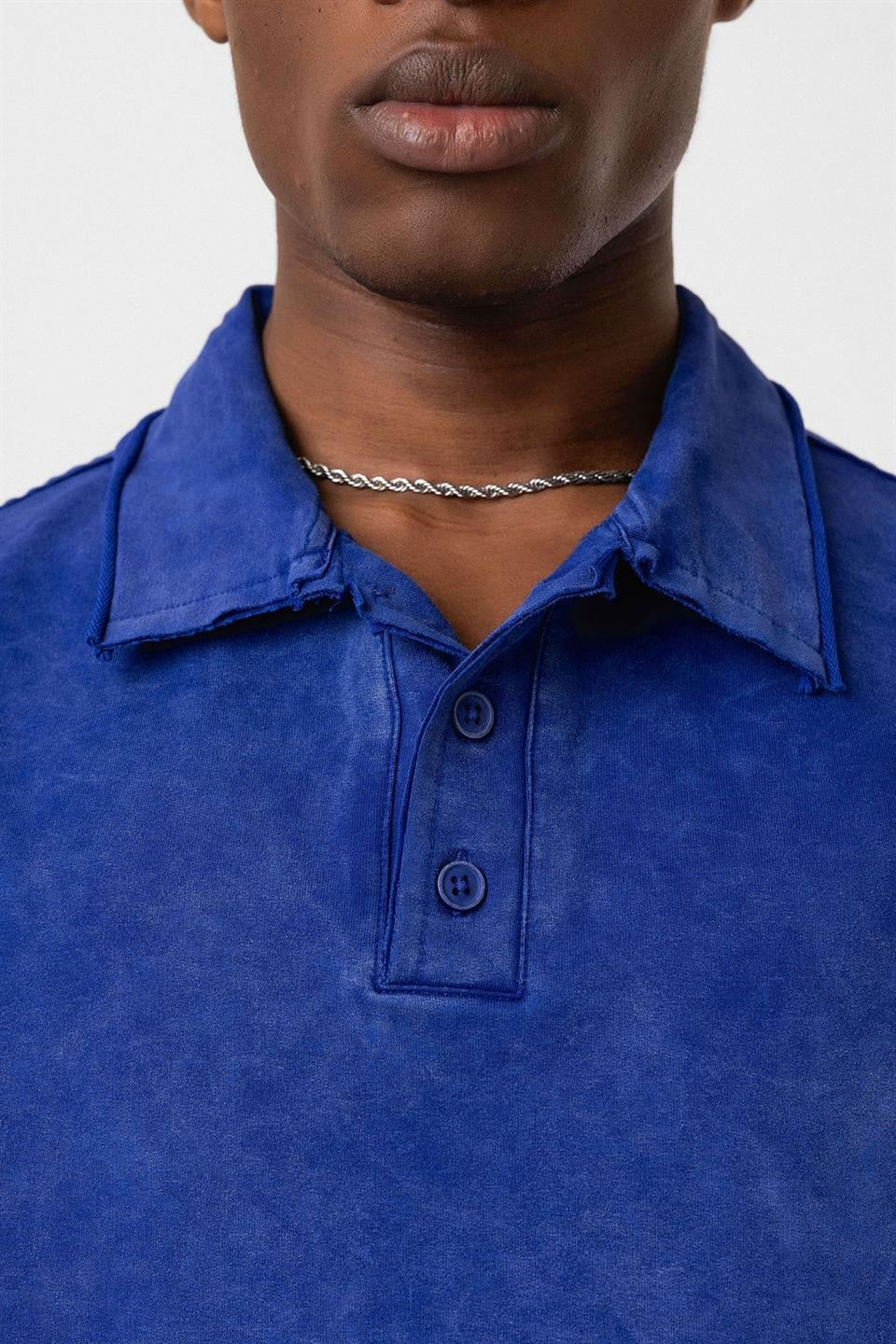 Polo Yaka Yıkamalı Oversize Tişört