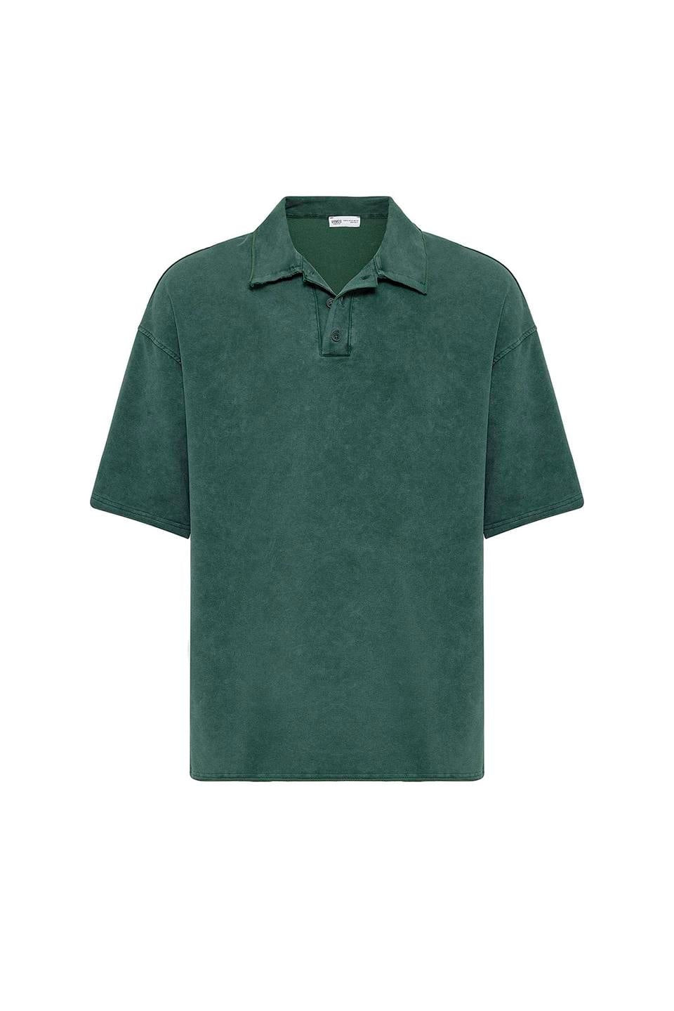 Polo Yaka Yıkamalı Oversize Tişört