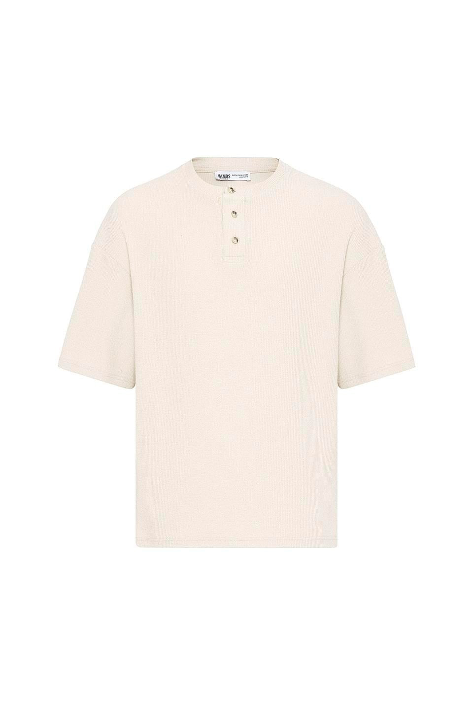 Düğmeli Yaka Oversize Tişört