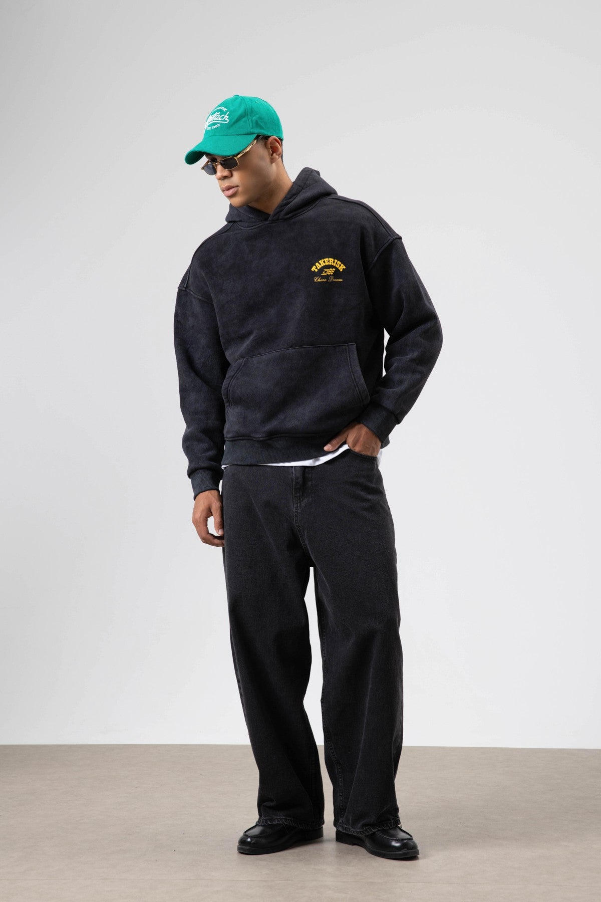 Oversize Yıkamalı Boxy Fit Kapüşonlu Sweatshirt