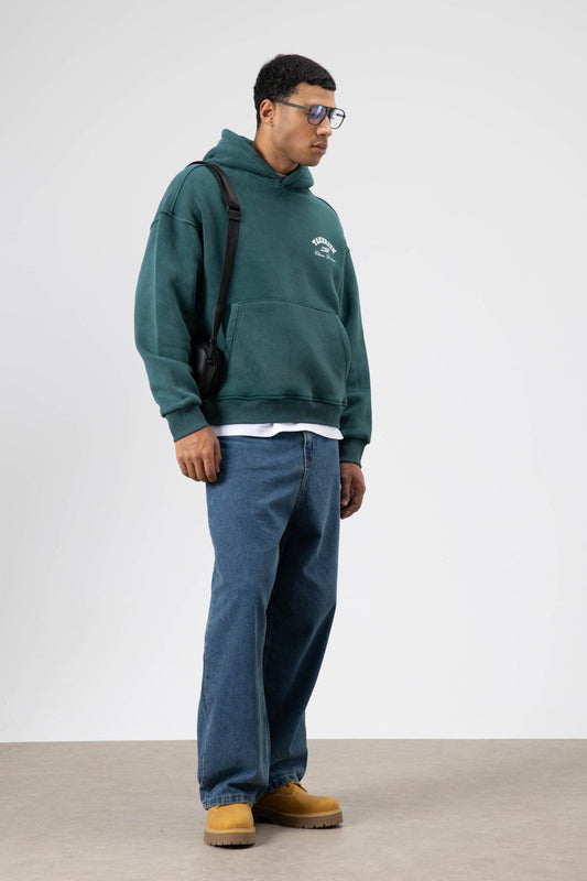 Oversize Yıkamalı Boxy Fit Kapüşonlu Sweatshirt