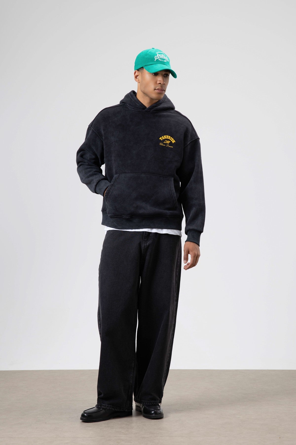 Oversize Yıkamalı Boxy Fit Kapüşonlu Sweatshirt