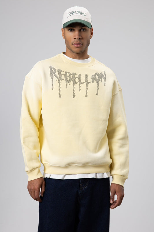 Yıkamalı Oversize Baskılı Sweatshirt