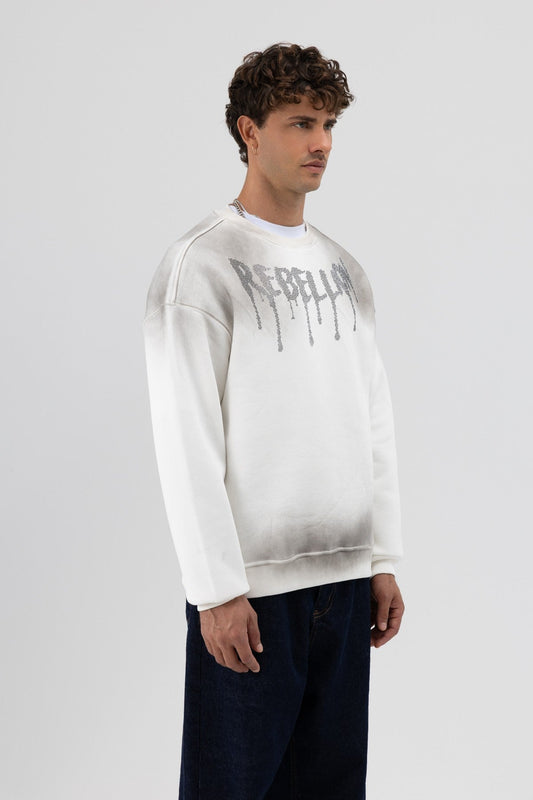 Yıkamalı Oversize Baskılı Sweatshirt