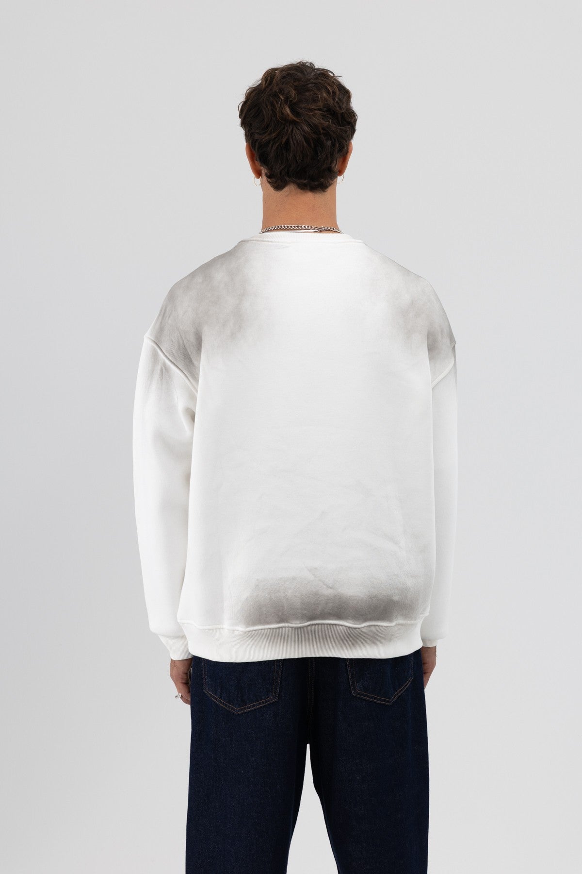 Yıkamalı Oversize Baskılı Sweatshirt