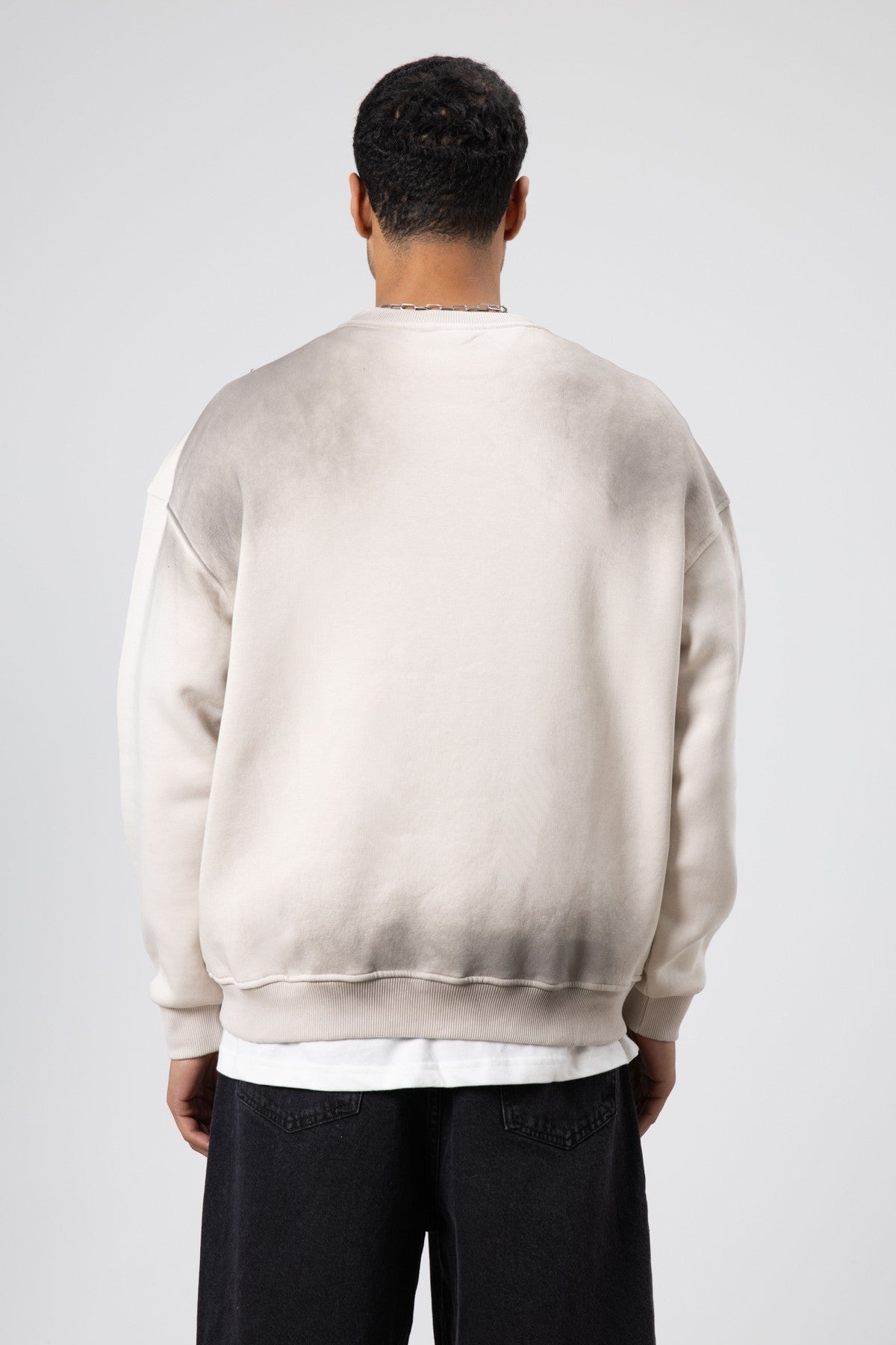 Yıkamalı Oversize Baskılı Sweatshirt