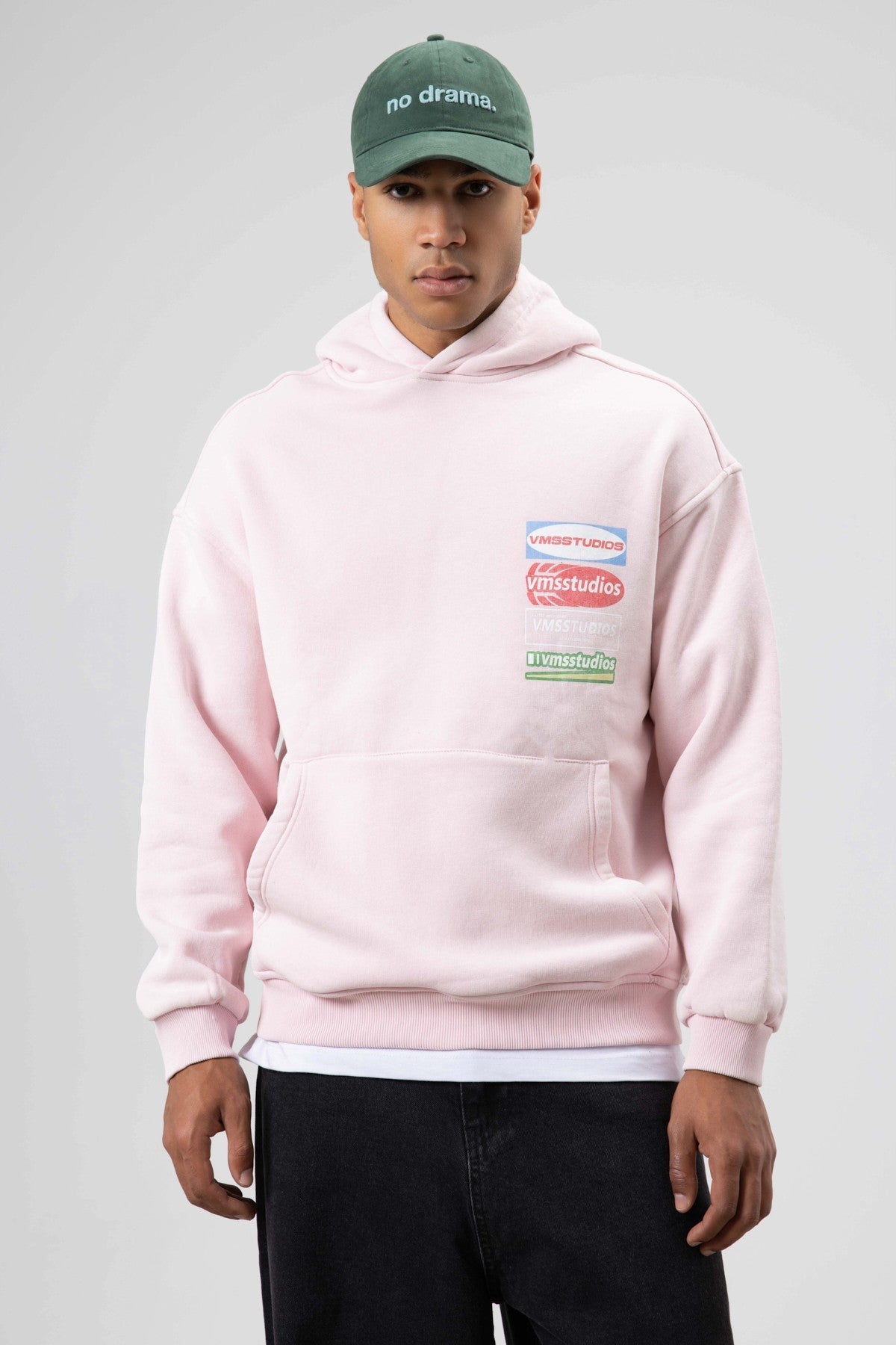 Oversize Yıkamalı Baskılı Kapüşonlu Sweatshirt