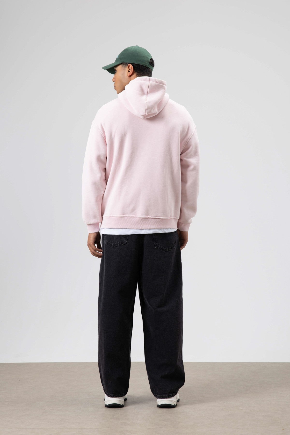 Oversize Yıkamalı Baskılı Kapüşonlu Sweatshirt