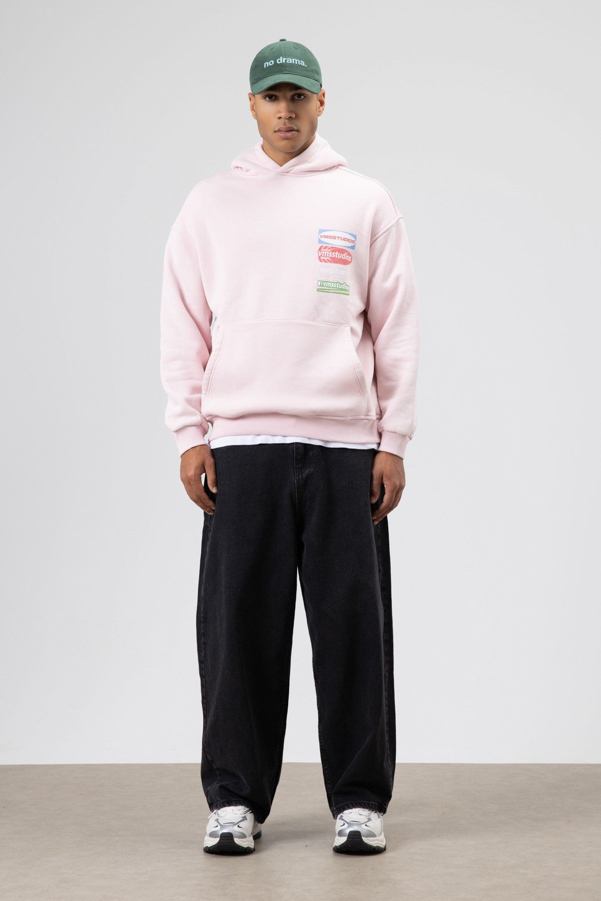 Oversize Yıkamalı Baskılı Kapüşonlu Sweatshirt